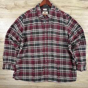 Field & Forest Legend Mens 3XL Red Plaid Flannel Button Down Shirt 100% Cotton